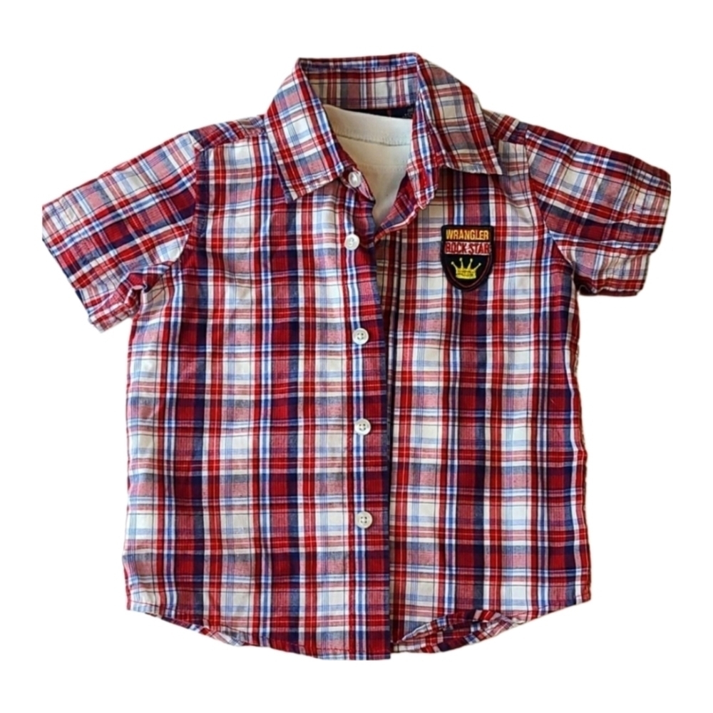 Rock & Roll Forever plaid button-down shirt